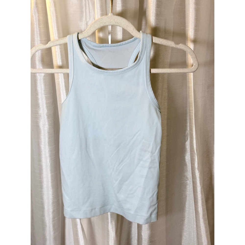 Lululemon Ebb to Street Tank Women Size 4 Light Blue Excellent Racerback Ribbed